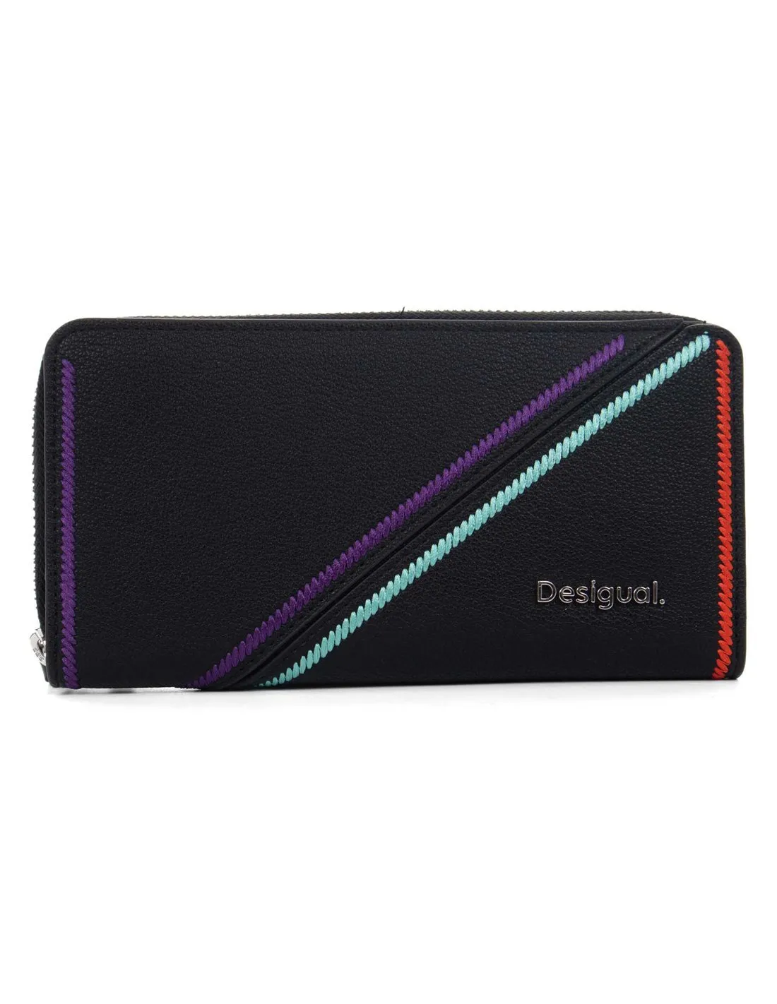 DESIGUAL - Monedero negro y multicolor Cleo Black Maya Maxi 24WAYP07 